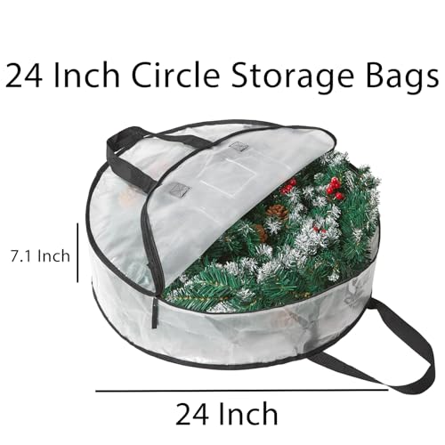 4 Pack Wreath Storage Bag, Summer, Christmas Decoration Garland Container, 24 Inch Clear Door Wreath Organizers, Moving Boxes, Packing Supplies for College - color: Circle Clear, size: 4Pack