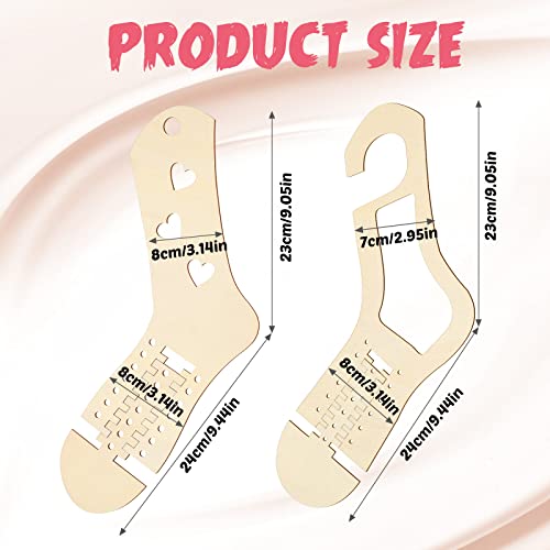 Chunful 4 Pcs Sock Blockers for Knitting Adjustable, Wooden with Ruler | Thicken Wood Sock Form Stretchers with Measurement Grid, For Stocking Display and Shaping, Crochet Hand Knitting Tool