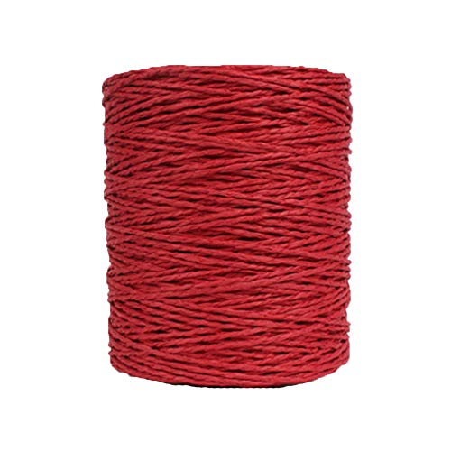 Natural Cotton Raffia Yarn Red Sun Hat, Beach Bag, Rayon Crochet Straw Knit Yarn for Summer - Knitting Materials, 280 Meters/306 Yards - color: Red