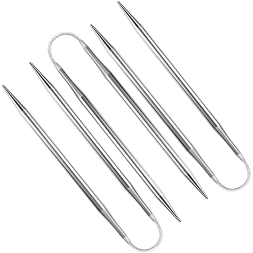 5MM Double-Pointed Flexible Knitting Needles 3-Piece Set, 9 Inch/23cm Circular Knitting Needles Stainless Steel Needles for Small Projects DIY Knitting - size: Size US 8 (5mm)