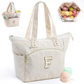 Initial Personalized Crochet Tote - Corduroy Yarn Storage - Holder for Crochet Hooks, Accessories, Project Bag - size: F