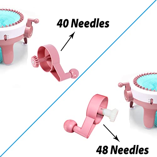 AZANU 32 Pcs Set Sentro 40/48 Knitting Machine Accessories，Various Weaving Loom Round Knitting Machines Replacement Tools Include Adapter，Handle，Tensioner and Knit Hook Kit for Adults & Kid
