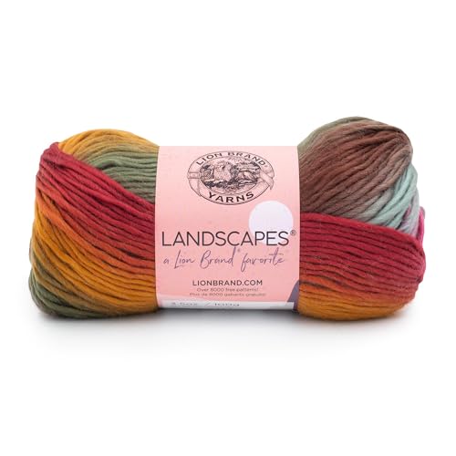 (1 Skein) Lion Brand Yarn Landscapes Yarn, Desert Spring | Variegated Worsted Weight 100% Acrylic Knit & Crochet Fiber for Colorful Blankets, Ombre Bags, Sweaters, Wraps - color: Desert Spring, size: 1 Pack