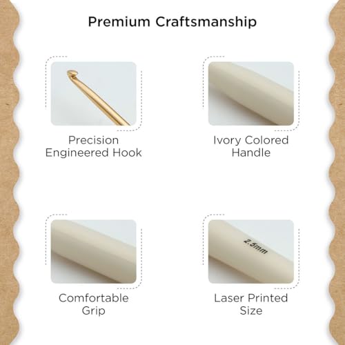 Knitter’s Pride Pearl Single-Ended Aluminum Crochet Hook - 2.50mm - size: 2.50 mm