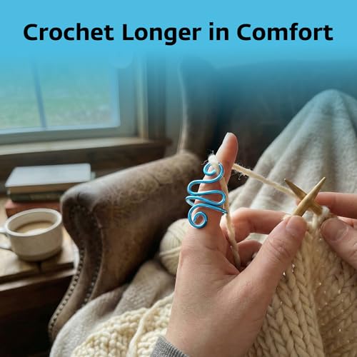 Crochet Tension Ring, Adjustable Crochet Ring for Finger, Works to Loop Yarn, Crochet Accessories, Crochet Supplies, Crochet Hooks, Gift, Resizeable, 1 Count (Blue) - color: Blue