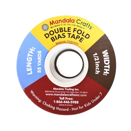 Mandala Crafts 55 Yds 1/2 Inch Camel Double Fold Bias Tape for Sewing | Machine Washable Binding Tape for Quilting, Hemming, Seams, Fabric Piping, All Fabrics & Denim, Indoor & Outdoor - color: Camel, size: 1/2 Inch 55 Yards