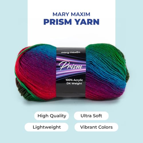 Mary Maxim Prism Yarn, Acrylic Multicolor DK Yarn, 290 Yards, Stained Glass | Ombre Yarn, 3 Weight, Machine Wash, For Knitting and Crochet, Create Baby Items, Blankets, Afghans, Clothing Variegated Yarn - color: Stained Glass