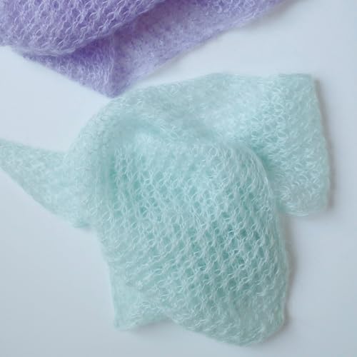 Kid-Silk Mohair Yarn, Lace Weight, 4 Balls 100g, 1420 yds | Yarnique 325m Per Ball | More Yardage | Sweaters & Tops | Stable Stitches (05 Mint Aqua) - color: 05 Mint Aqua