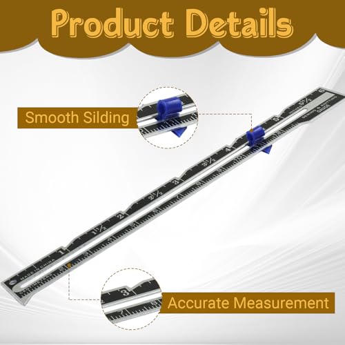 2 Pcs 5-in-1 Sewing Gauge, T-Shaped Sliding Ruler Set | Plastic Aluminum Durable, 12" Graduation 1/8" Precision, Locking Slider, For Garment Quilting Craft - color: 2 Pcs Kit