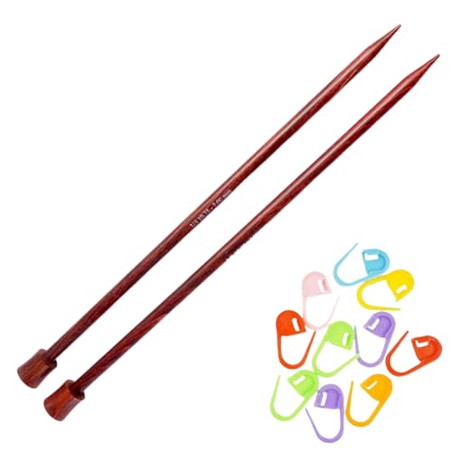 KnitPro Dreamz 10in US 10.75 (7.0mm) Straight Knitting Needles | Polished Birchwood, Color-Coded, Semi-Sharp Tips, 10 Stitch Markers - size: US 10.75 (7.0mm), 10in. (25cm)