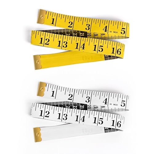 2Pcs 60-Inch Length and 2CM Width Soft Tape Measure, Fabric Sewing Measurement, Tailors Double Flexible Rulers, Body Measuring Tapes, Body Shape, Managing Weight Measurement (Yellow and White) - color: A5-Yellow/White
