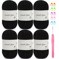 6 Pack of 1.76oz Chenille Yarn for Crocheting,60yards Soft Fluffy Velvet Yarn, Ideal Crochet for DIY Baby Blankets Toys Scarves Throw Pillows Hats Cushions(Black) - color: Black