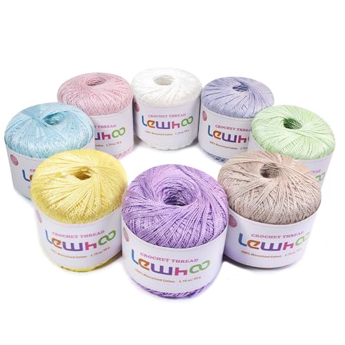 Crochet Thread, 8 Pearl 100% Mercerized Cotton Yarn Balls | Tatting Thread Size 10 for Crocheting, Cotton Lace Yarn Hand Embroidery - color: multicolor 2