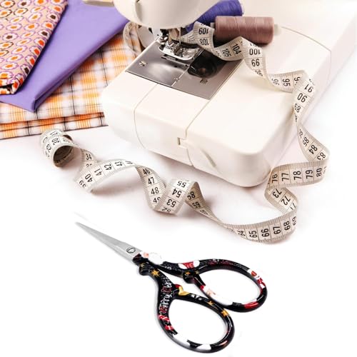 Small Sharp 3.6 inch Sewing Scissors with Leather Sheath Crafts Needlework | Embroidery Scissor Small Precision with Leather Cover Stainless Steel Scissor for Needle Work Art Work Craft Threading - color: Black Christmas