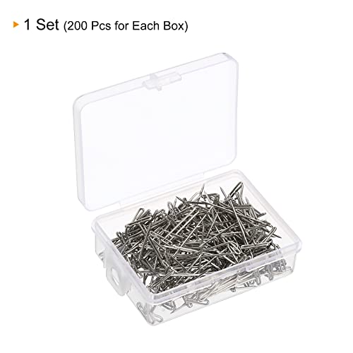 PATIKIL 1.25 Inch T-Pins, 200 Pack Stainless Steel Blocking Pin Needles for Modelling Crafts, Silver - size: 32mm