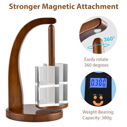 Yarn Holder for Crocheting with Magnetic Yarn spinner-Dark Brown-Standard | Wooden Yarn Ball Holder for Crochet Yarn Storage Organizer with 360° Rotating Spindle, Gift for Knitting Lovers - color: Walnut, size: Standard Size