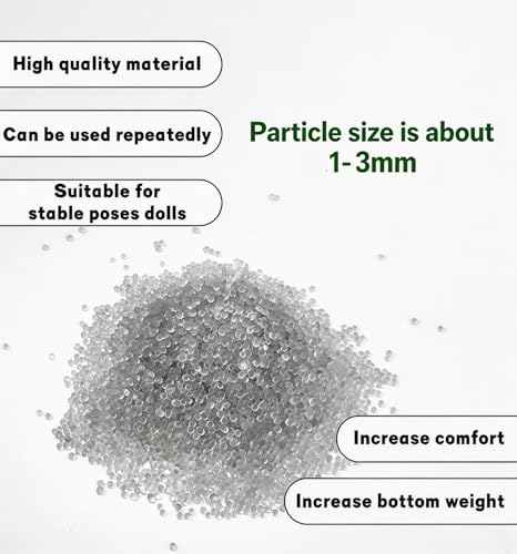 3LB Polypropylene Stuffing Beads, Plastic Weighted Stuffed Beads Poly Pellets, Filler Beads for Bean Bags, Dolls, Blankets, Crafts, Pillows, Cushions - size: 3LB