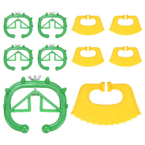 M METERXITY 10-Pack Cow Nose Rings Set, Plastic Farm Livestock Cow Nose Clip with 0.79" Long Spikes for Farm Cattle Prevent Milk Sucking [Green/Yellow] - color: Green/Yellow