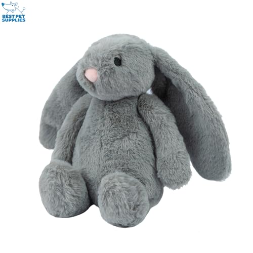 Best Pet Supplies Bunny Buddy Squeaky Plush Dog Toy - Gray | Soft Plush, Squeaks & Crinkles, Perfect for Moderate Chewers, Toss & Fetch Play, Stress & Anxiety Reliever, Ideal Gift Toy - color: Bunny (Gray), size: Large