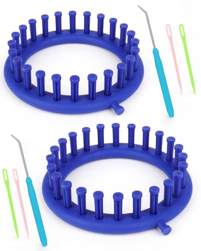 Aeelike 2 PCS Round Knitting Loom for Hat Socks DIY Crafts, 5.5inch | Round Knitting Loom Kit with Removable Pegs, Beginners Knitting Kit for Hats Socks Scarves DIY Crafts, Idel Gift - color: Blue-5.5inch, size: 2pcs