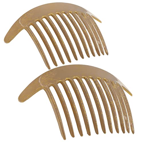 Camila Paris CP2941 French Hair Side Combs, Beige Pearl Interlocking Combs French Twist Hair Combs, Strong Hold Hair Clips for Women Bun Chignon Up-Do, Styling Girls Hair Accessories, Made in France - color: Brown
