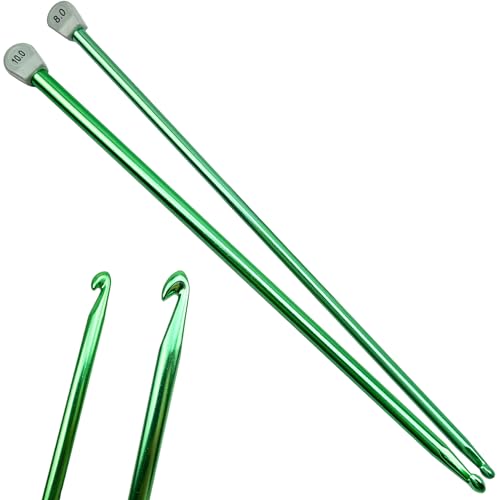 Hobekoee 2Pcs Tunisian Crochet Hook 8mm 10mm,Extra Long Crochet Hook 13.8in Afghan Crochet Needles Aluminum Large Tunisian Crochet for Beginner,Crocheting＆Knitting Lovers - size: 8.0mm/10.0mm
