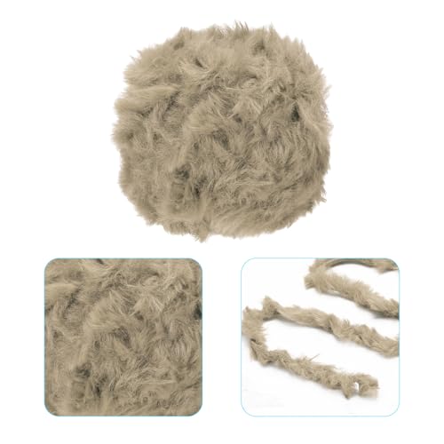 PATIKIL 35yds Faux Fur Yarn, 2 Skeins Fuzzy Yarn Crochet Fluffy Yarn Soft Chunky Polyester Plush Fur Eyelash for Crocheting Knit Blanket Rug Sweater Scarf Hat Bear Craft, Camel