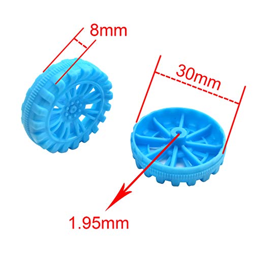 EUDAX 300 PCS 30mmx8mm Plastic Roll 2mm Dia Shaft Toys Wheel and 2mmx100mm STEM Shaft Round Rod Axles for DIY Toy RC Car Truck Boat Helicopter Model Part Building Projects (Blue) - color: Blue