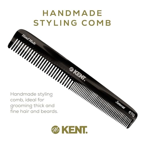 Kent 6T G Fine Tooth and Wide Tooth Hair Comb, Handmade Styling Comb for Hair Care, Barber Combs, Beard Combs For Men, Styling Grooming for Men, Women and Kids - color: Graphite, size: 3 Pack