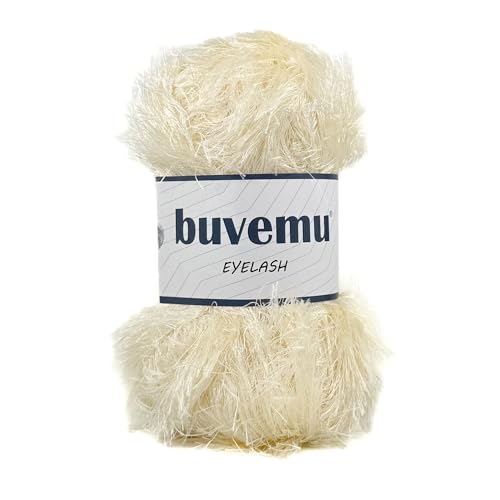 Eyelash Fun Fur Yarn 100 Gram (3.53 Ounces) 175 Yards (160 Meters) (Cream) - color: Cream, size: 1 Pack