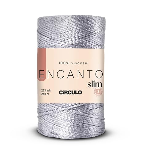 CIRCULO Encanto Slim Roll Yarn 100% Viscose - Luxury & Shine - Sport Weight Yarn - 262 yds, 3.52 oz - Color 8473 - Aluminum - color: 8473 - Aluminum, size: New - Encanto Slim - Sport #2