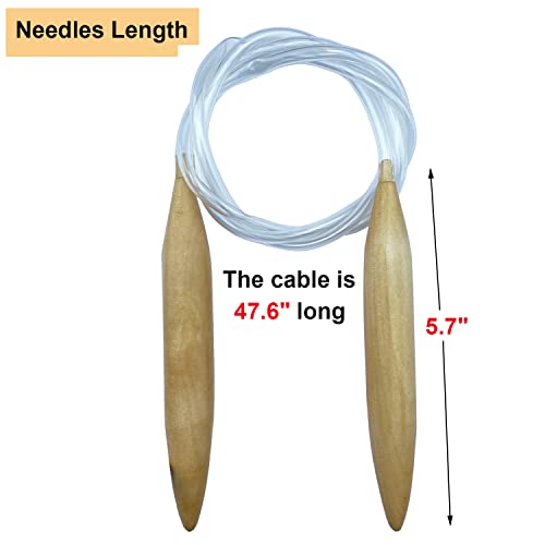 Mdoker Wooden Circular Knitting Needles 60-inch Length Jumbo Cicular Knitting Needle for Giant Chunky Yarn Carpet Scarf Bulky Wool Roving Weaving,US Size 36(20mm) - size: US 36 (20mm), 60 Inches