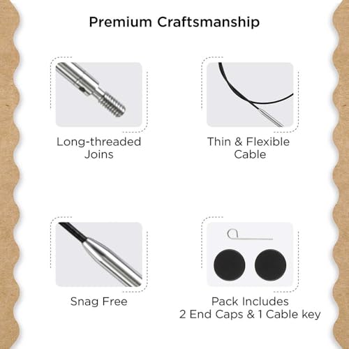 Knitter’s Pride Thin & Flex 360° Swivel Cable - 30 cm Length - size: 50cm