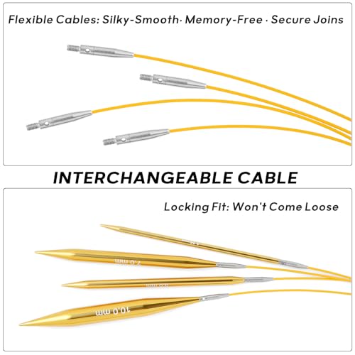 Stithoo Interchangeable Circular Knitting Needles Set, 13 Pairs (3mm-10mm) US 2.5-15 with 16, 24, 32, 40 Inch Cables, Accessories and Case for Knitting Hats, Sweaters, Shawls, Blankets