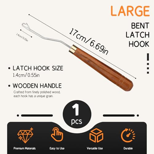 Giwrmu Latch Hook Tool, Bent Latch Hooks for Hair, Rug Hook (Type 1) | Wooden Bent Latch Hooks, Crochet Needle for Crochet Rug, Micro Braids, Hair Extension, Carpet Crafts - color: Type 1, size: Small Bent Hook