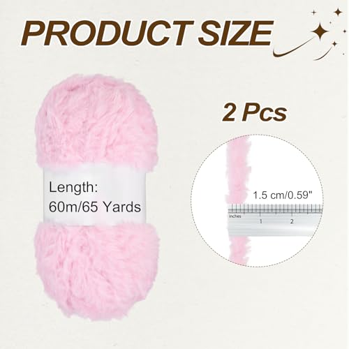 PATIKIL 65 Yards Soft Chunky Fluffy Fuzzy Faux Fur Yarn, 2 Skeins Chunky Fuzzy Yarn Fur Polyester for Crochet Knitting Blankets Scarves Sweaters Hat Shawls, Cherry Blossom Pink - color: Cherry Blossom Pink