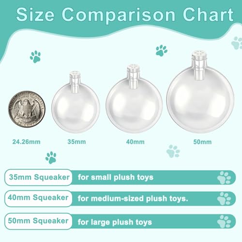 100 Pack 40mm Toy Squeakers Fit Repair Dog Pet Toys Noise Maker Insert Replacement - size: 40mm