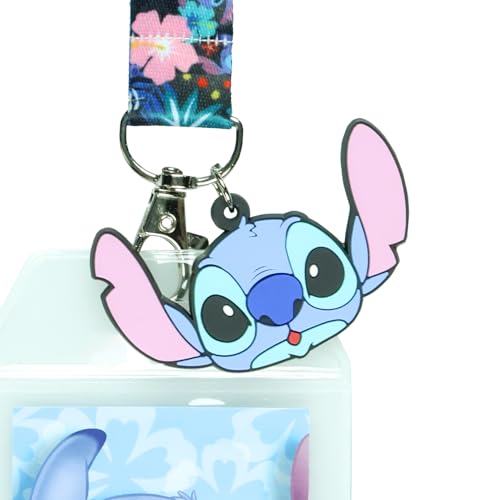 Disney Lilo and Stitch Tropical Breakaway Lanyard ID Badge Holder with 2" Rubber Charm
