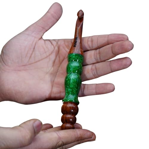 Emporium Crafts Wooden Crochet Hooks Green Resin epoxy & Wood Mix Crochet Hooks Ergonomic Soft Handle Needles Knit Weave Craft Yarn Different Size, Crochet Hooks (8.00 mm) - color: 8.00 mm