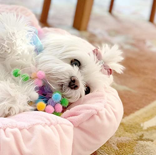 TONBO Soft Plush Small Cute and Cozy Pastel Pink Flower Dog Cat Bed, Washer and Dryer Friendly, (Pastel Pink) - color: Pastel Pink Flower