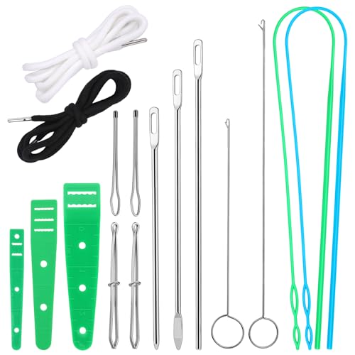 Fedmut Drawstring Threader Tool Set with Loop Turner, Bodkin Sewing Tool | Elastic Bodkin, Loop Turner Tweezers, Quick & Easy Rethreading Tools for Hoodies, Sweatpants, Sewing, and Crafts - color: Set B