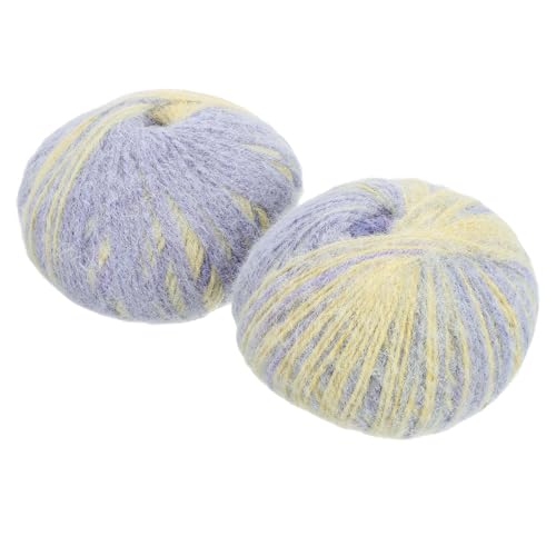 PATIKIL Wool Acrylic Blend Long Pile Yarn 2 Skeins Mohair Yarn Lace Weight for Crocheting Knitting Gloves Hats Socks Scarves, Purple Yellow - color: Purple Yellow
