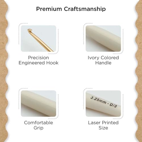 Knitter’s Pride Pearl Single-Ended Aluminum Crochet Hook - 3.25mm - size: 3.25 mm
