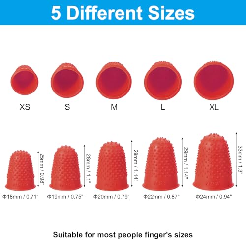 PATIKIL Rubber Finger Tips, 15 Pack Silicone Thumb Fingertip Protector Finger Cots Covers Guard Pads Thimble Grips for Office Counting Sewing, Red M Size - color: Red, size: 1.2x0.8inch（Medium）