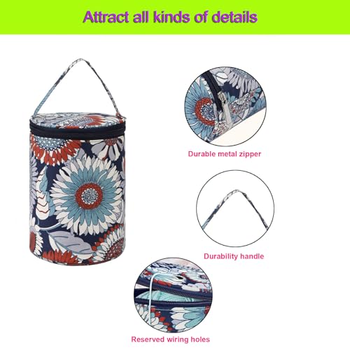 Small Portable Yarn Holder with Anti-Tangle Design, 2-3 Standard Size Balls,Yarn Storage Bag for Crocheting with Holes,Small yarn bag,Ideal Crocheting Gifts for Women and Crocheter (Sunflower pattern)
