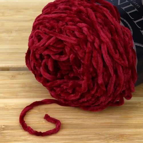 JubileeYarn Chenille Yarn - 100g/Cake Worsted Polyester - Blaze - 2 Cakes - color: 021 Blaze, size: 2 Units