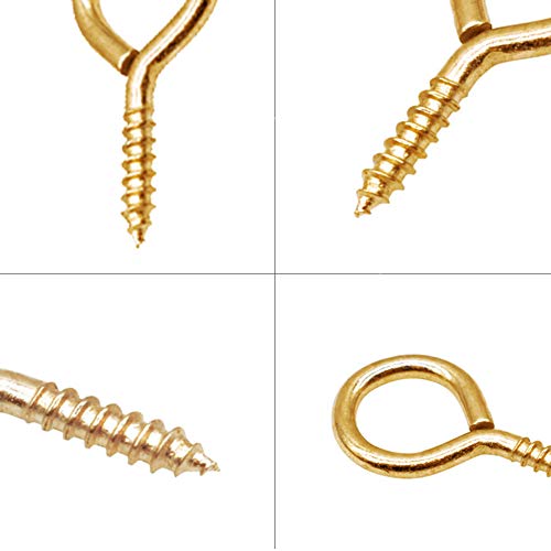 191pcs Screw Eyes Brass Plated Metal Eye Shape Screw Self Tapping Screws Includes 9 Sizes Color Gold - color: Gold, size: 191PCS