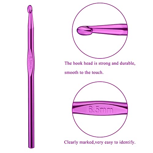 Iuuidu 6.5mm Aluminum Crochet Hook, Crochet Needles for Arthritic Hands | Smooth Knitting Needles for Yarn Craft, Great Handmade DIY Present for Friends, Random Color - color: Aluminum Crochet Hook, size: 6.5mm