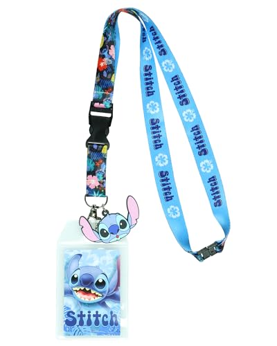 Disney Lilo and Stitch Tropical Breakaway Lanyard ID Badge Holder with 2" Rubber Charm