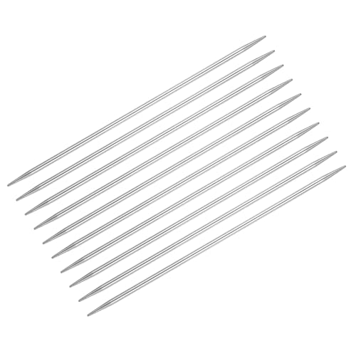 uxcell 10Pcs Knitting Needle 3mm Diameter 5.9 Inches Length Stainless Steel Double Pointed Sweater Stitching Needles for Handmade Projects DIY Knitting - size: 3mm